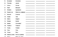 Spanish Thanksgiving Vocabulary Word List Column Worksheet | Made inside Thanksgiving Spanish Worksheets