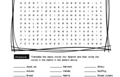 Spanish Thanksgiving Vocabulary Word Search &amp; Answer Key | Made with Spanish Thanksgiving Vocabulary Worksheets