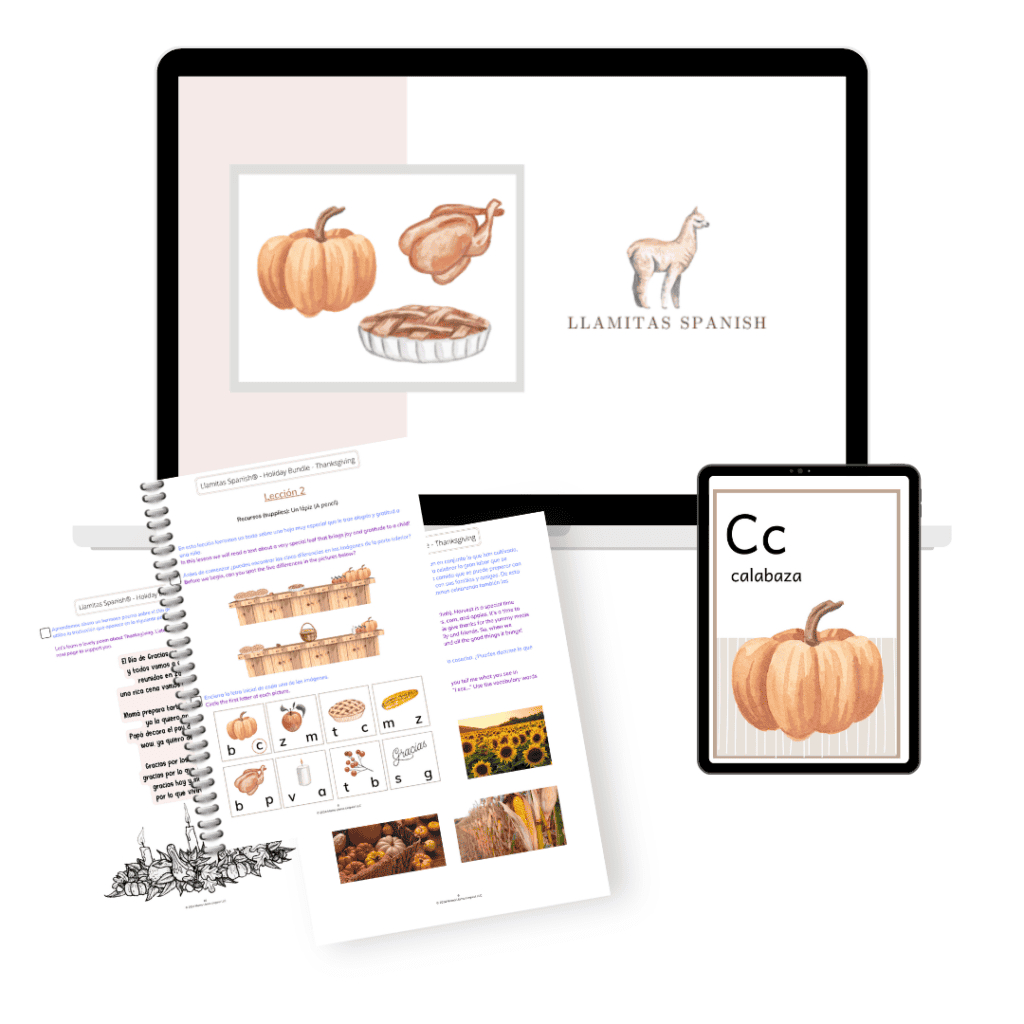 Spanish Thanksgiving Worksheets - Llamitas Spanish throughout Thanksgiving Worksheets in Spanish Free