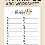 Thankful Abc Worksheet | Free Printable For Gratitude List At Pertaining To Thanksgiving ABC Worksheets