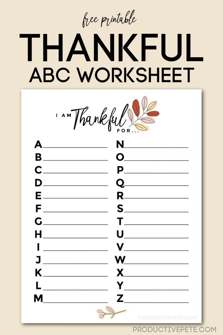 Thankful Abc Worksheet | Free Printable For Gratitude List At pertaining to Thanksgiving ABC Worksheets