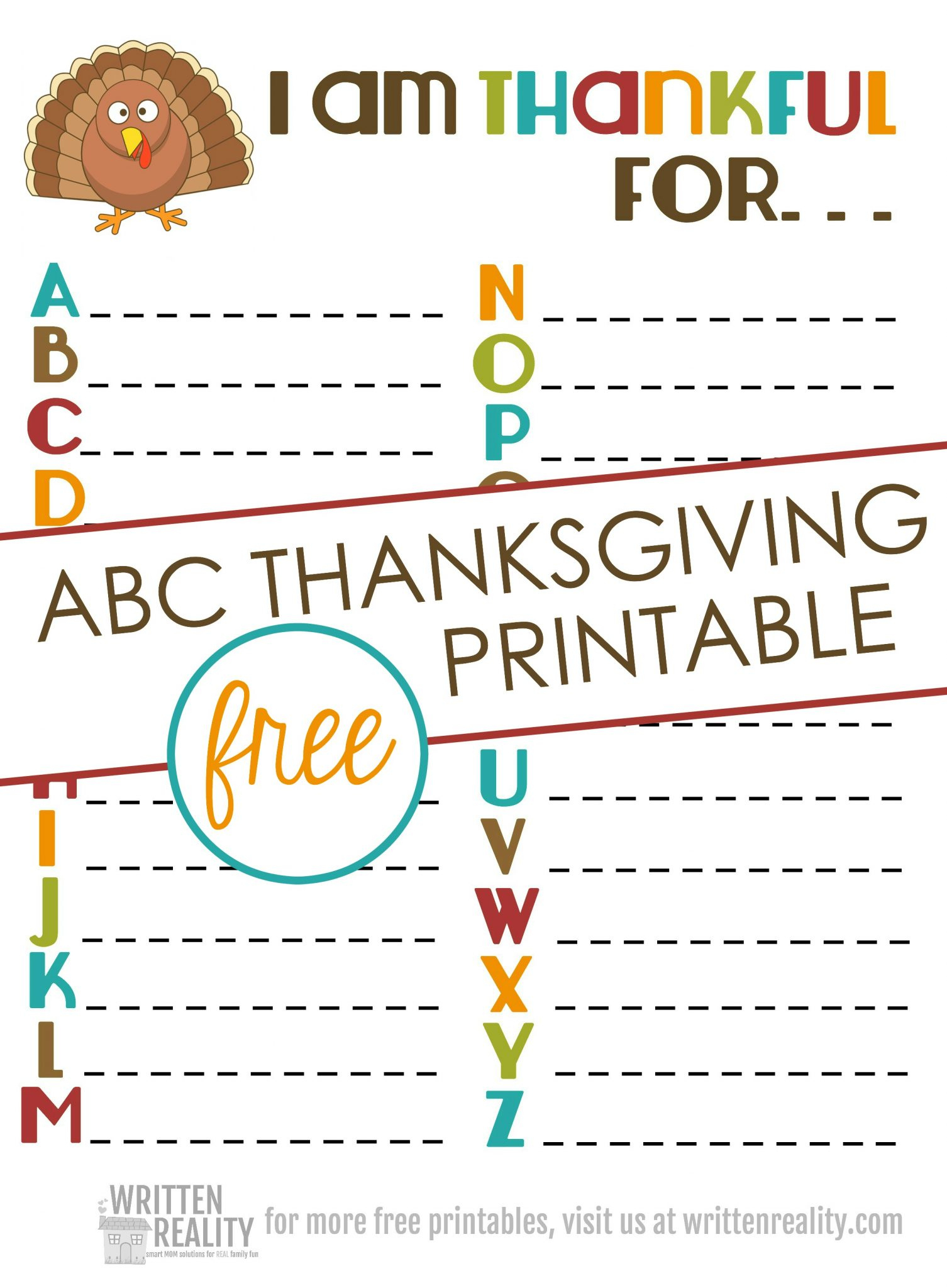 Thankful Abcs Printable Is Perfect For Thanksgiving! - Written Reality pertaining to Thanksgiving ABC Worksheets