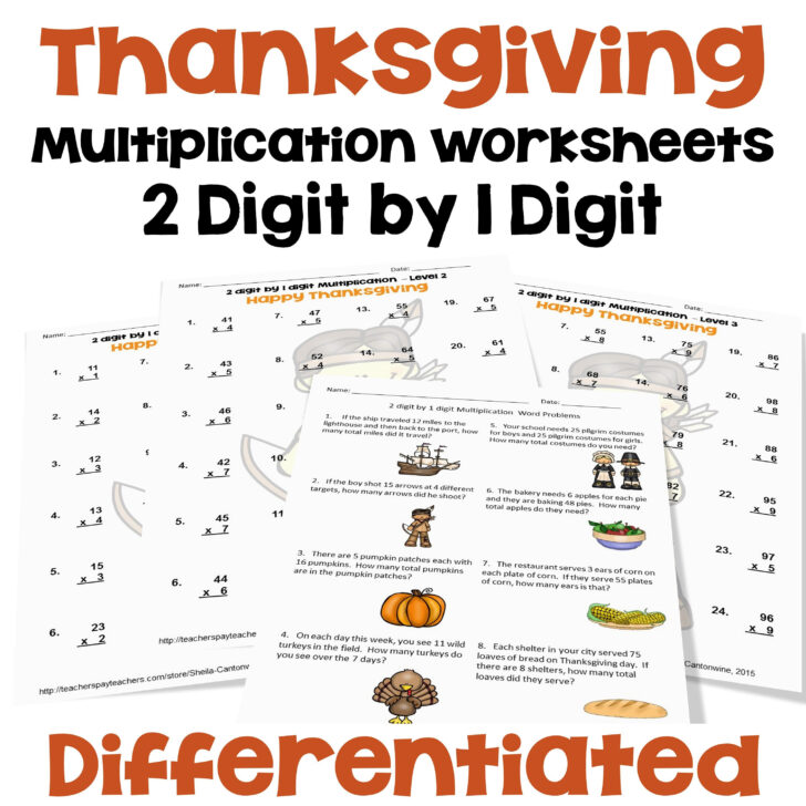 Thanksgiving Math Worksheets Multiplication