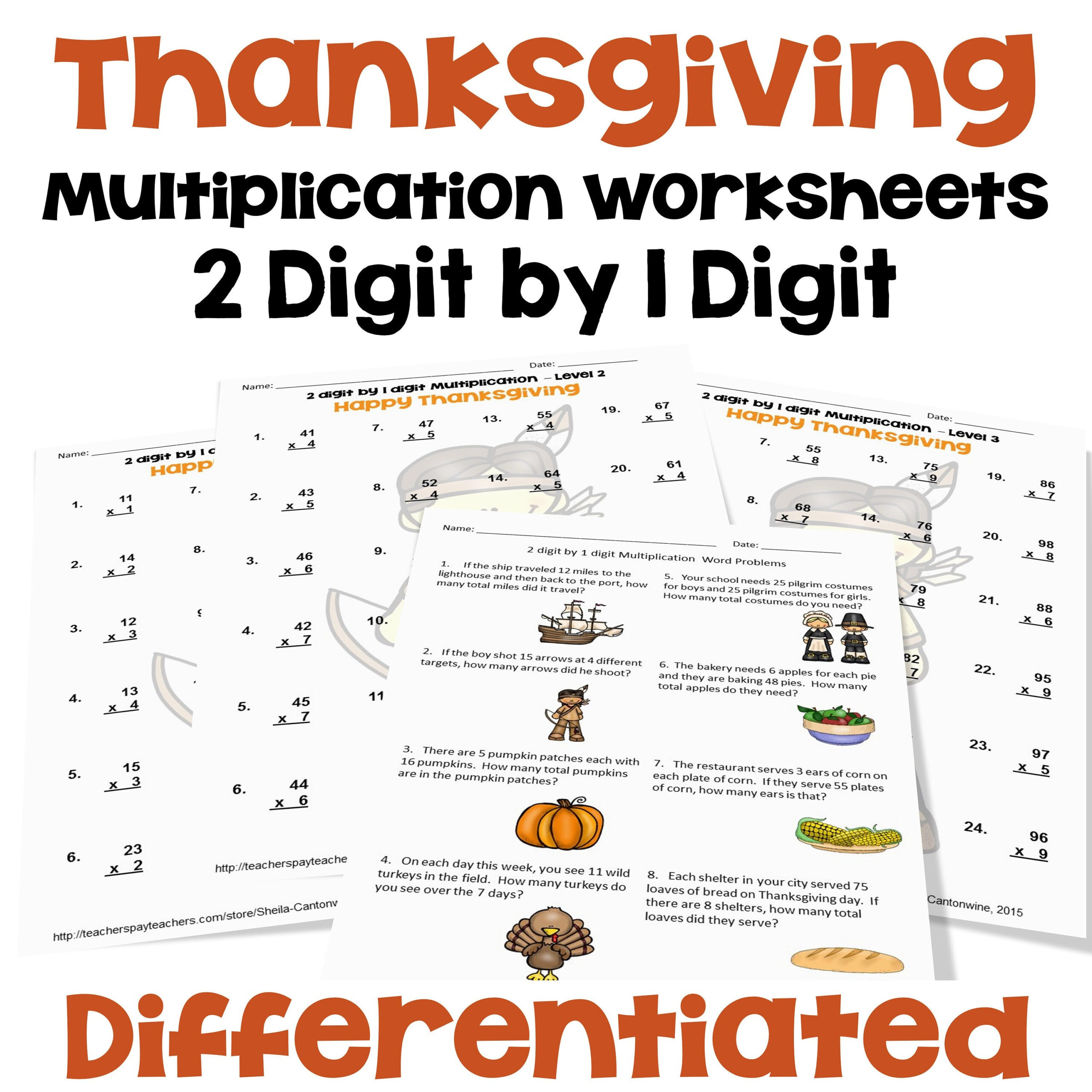 Thanksgiving 2 Digit1 Digit Multiplication Worksheets within Multiplication Worksheets Thanksgiving