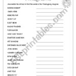 Thanksgiving Anagrams   Esl Worksheetloretta01 For Thanksgiving Anagrams Worksheet