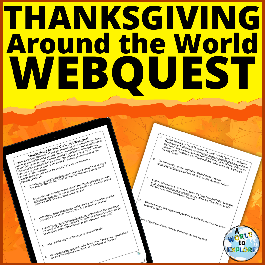 Thanksgiving Around The World Activity A No Prep Webquest | Made throughout Thanksgiving Around the World Worksheet