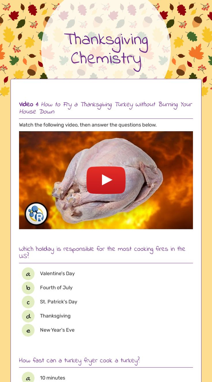 Thanksgiving Chemistry Worksheet pertaining to Chemistry of Thanksgiving Worksheet