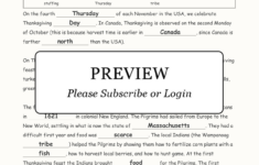 Thanksgiving Cloze Activity - Enchanted Learning with regard to Thanksgiving Cloze Worksheets