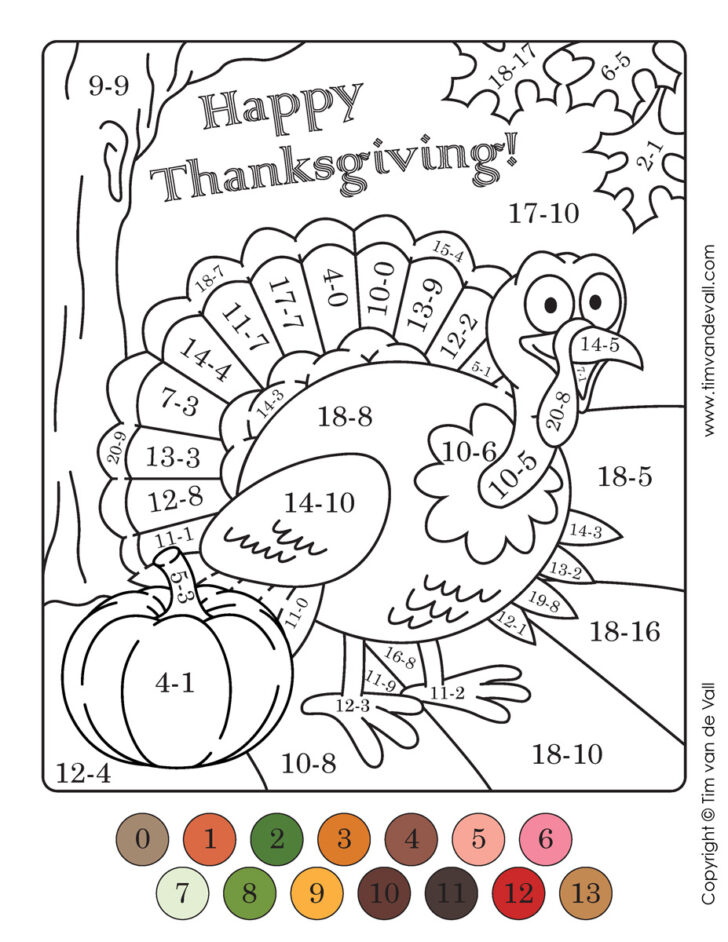 Thanksgiving Subtraction Worksheets