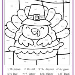 Thanksgiving Colornumber Pages   K12 Math Worksheets Throughout 3rd Grade Thanksgiving Math Worksheets