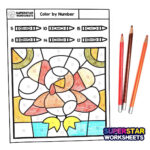 Thanksgiving Colornumber   Superstar Worksheets Regarding Thanksgiving Multiplication Coloring Worksheets