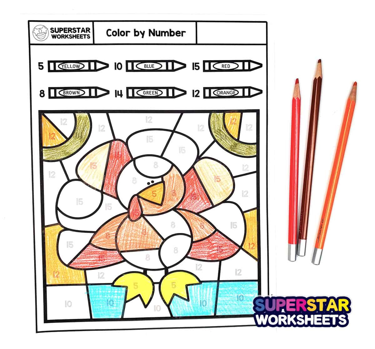 Thanksgiving Colornumber - Superstar Worksheets regarding Thanksgiving Multiplication Coloring Worksheets