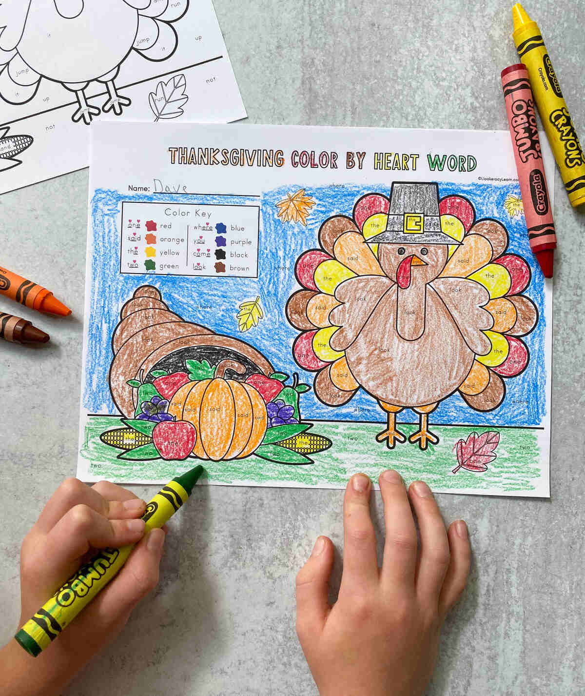Thanksgiving Colorsight Word Printables - Literacy Learn with Thanksgiving Sight Word Worksheets