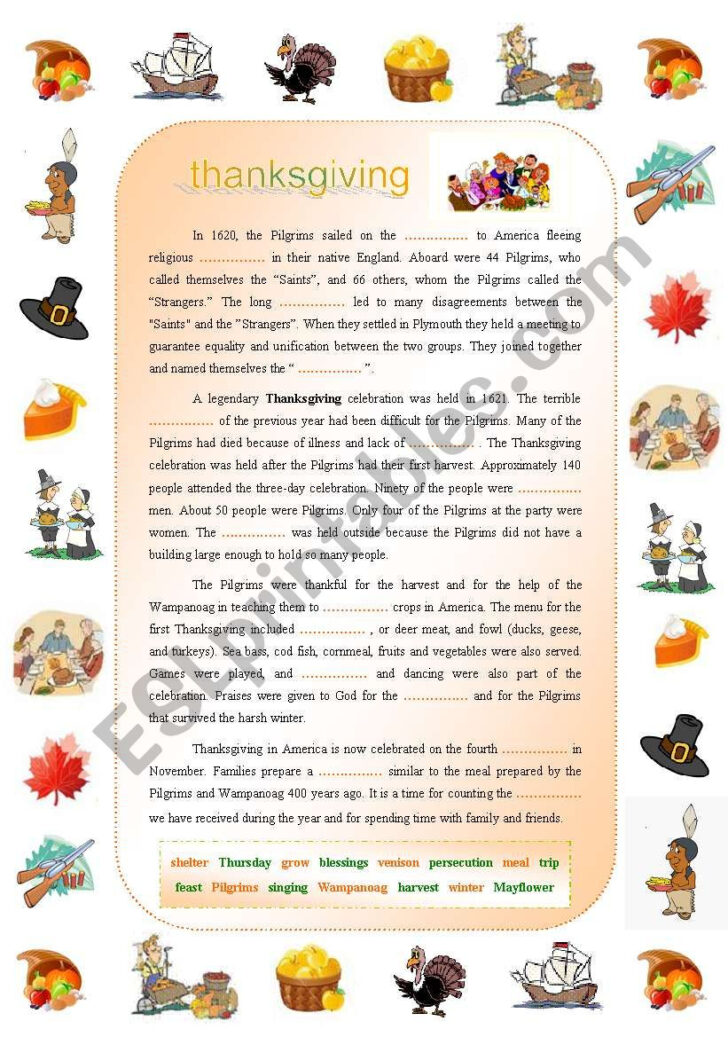 Thanksgiving on Thursday Worksheets