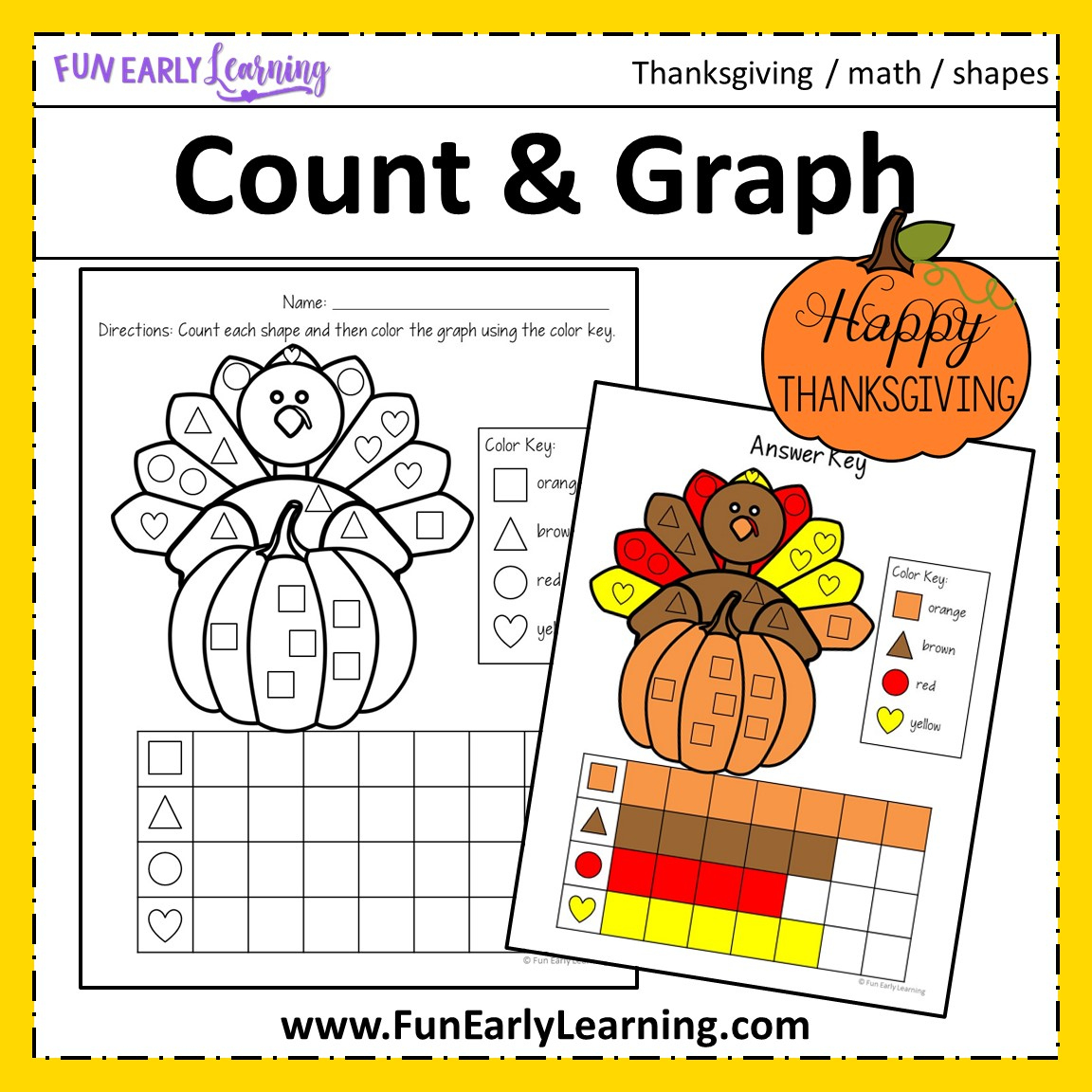 Thanksgiving Count And Graph – Fun Early Learning in Graphing Thanksgiving Worksheets
