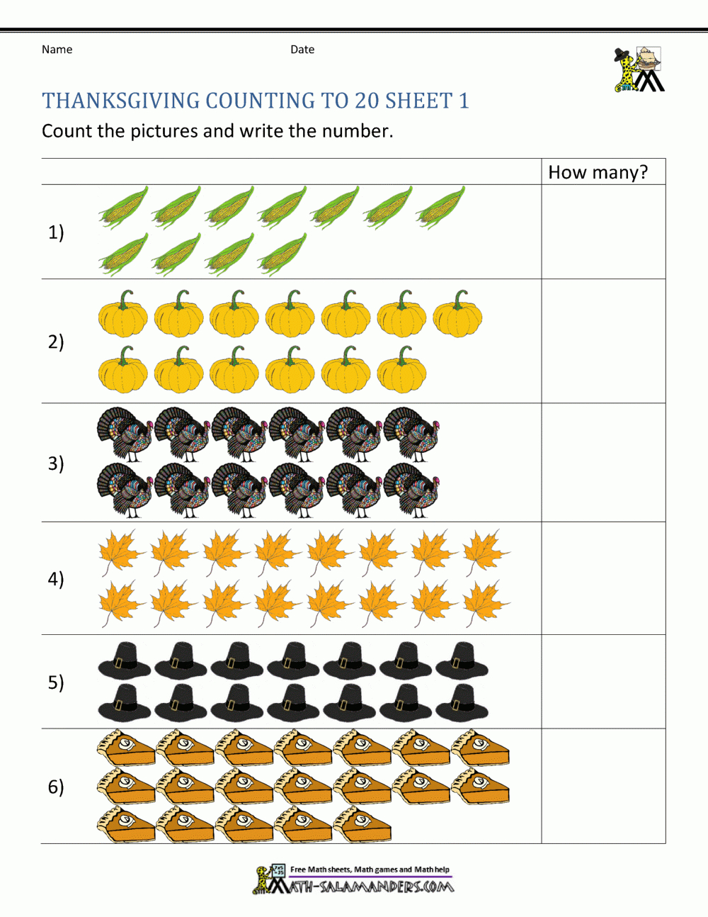 Thanksgiving Counting Worksheets throughout Thanksgiving 3Rd Grade Worksheets