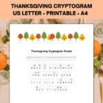 Thanksgiving Cryptogram Puzzle, Thanksgiving Printable Game And Activities  For Kids And Adults Within Thanksgiving Cryptogram Worksheet