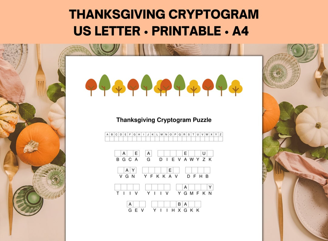 Thanksgiving Cryptogram Puzzle, Thanksgiving Printable Game And Activities  For Kids And Adults within Thanksgiving Cryptogram Worksheet