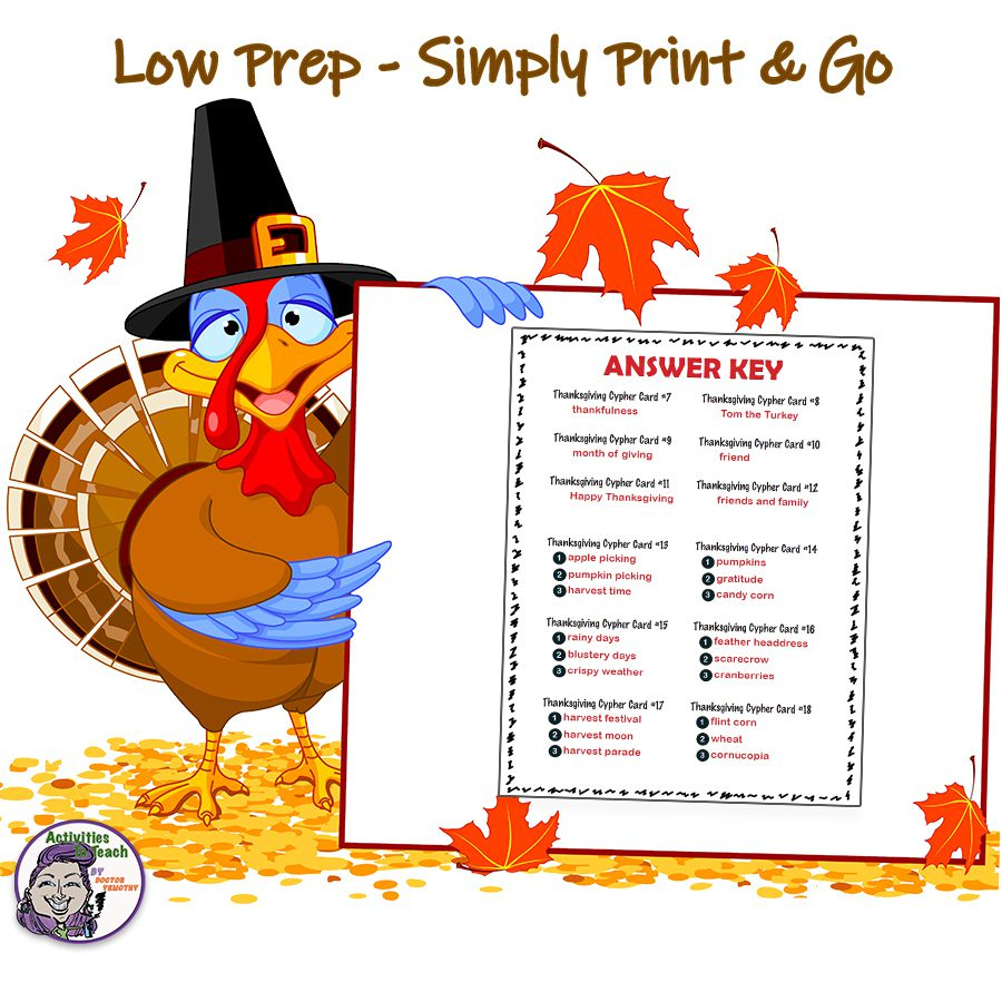 Thanksgiving Cypher Decoding Fun Puzzle Packet intended for Thanksgiving Decoding Worksheets