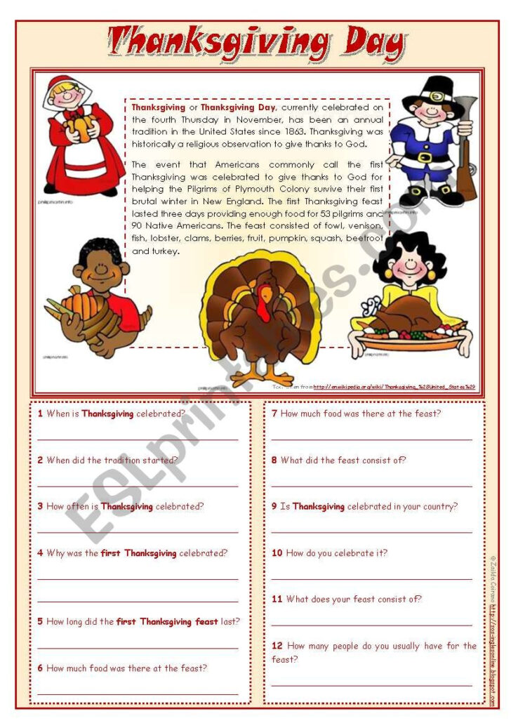 The First Thanksgiving Worksheets