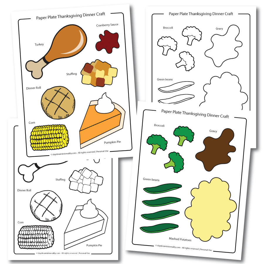 Thanksgiving Dinner Paper Plate Craft | Free Pdf Template with Thanksgiving Plate Worksheet