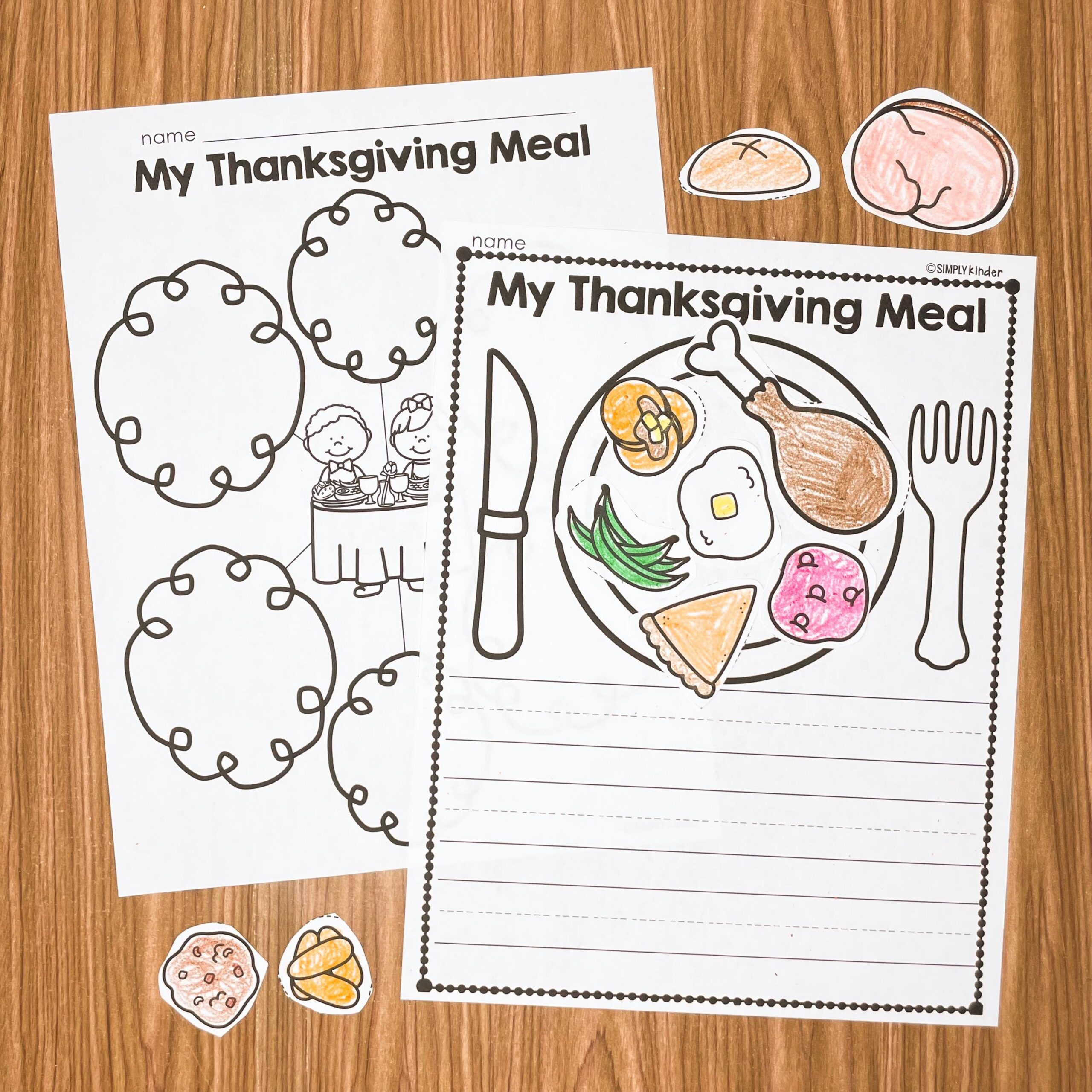 Thanksgiving Dinner Writing Craft - Simply Kinder + Printable with My Thanksgiving Plate Worksheet