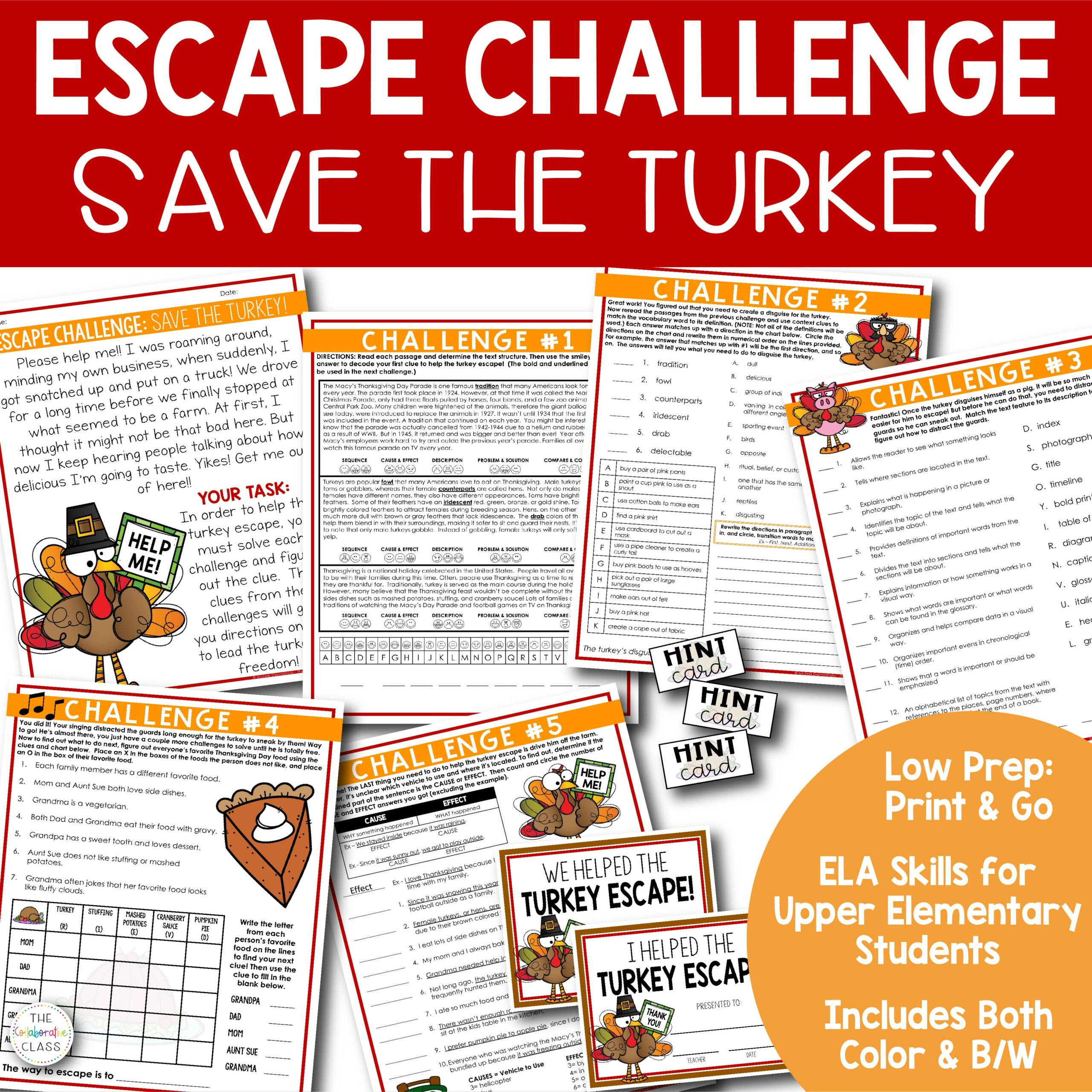Thanksgiving Escape Challenge - The Collaborative Class for Thanksgiving Challenge Worksheet Answer Key