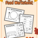 Thanksgiving Food Worksheet | Coloring And Cut Paste Activity Inside Thanksgiving Favorites Worksheet