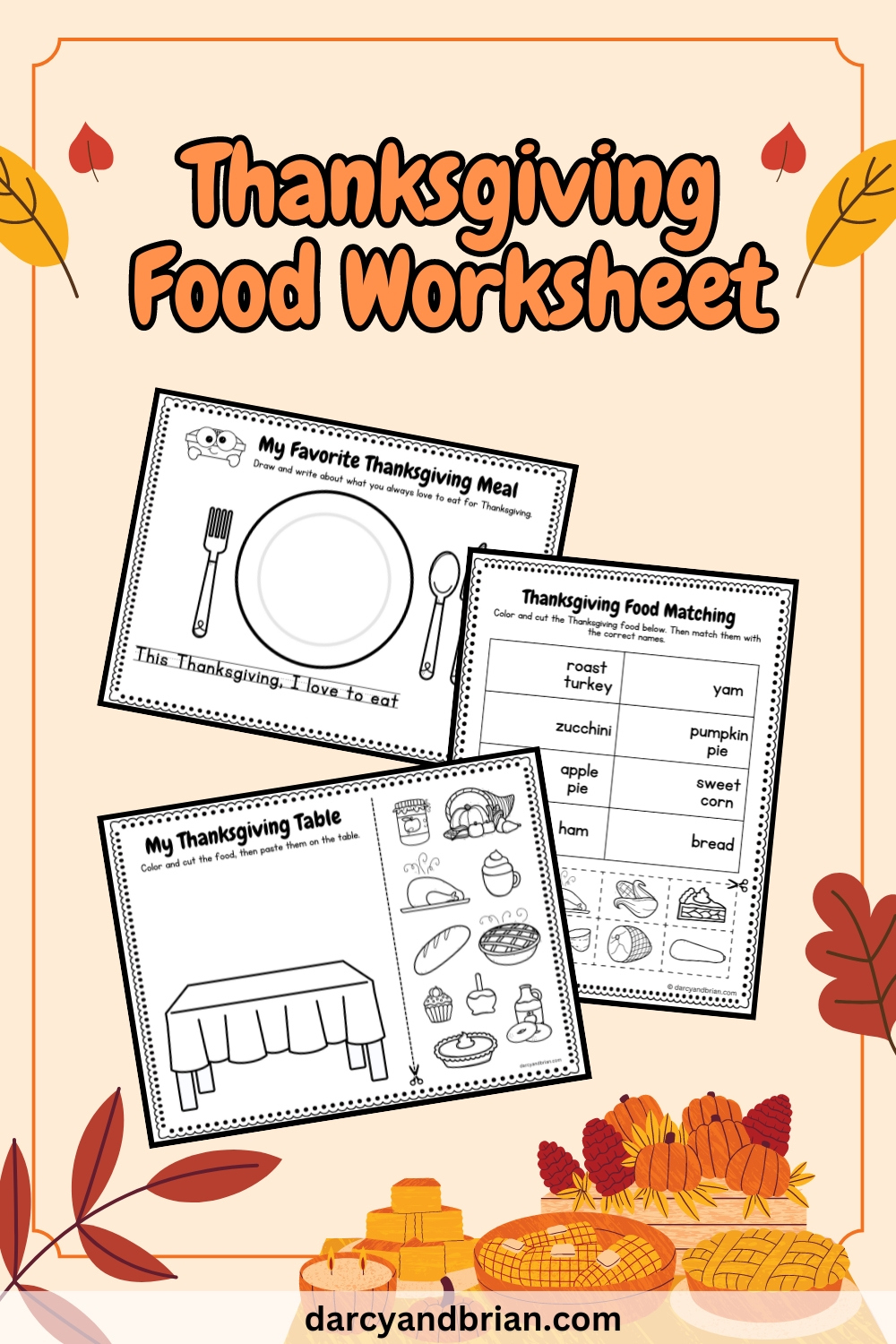 Thanksgiving Food Worksheet | Coloring And Cut Paste Activity inside Thanksgiving Favorites Worksheet