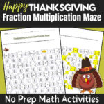 Thanksgiving Fraction Multiplication Maze: Math Worksheets Intended For Thanksgiving Fraction Math Worksheets