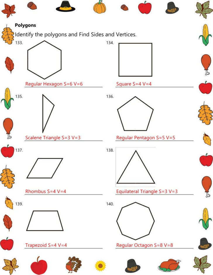Thanksgiving Geometry Worksheet