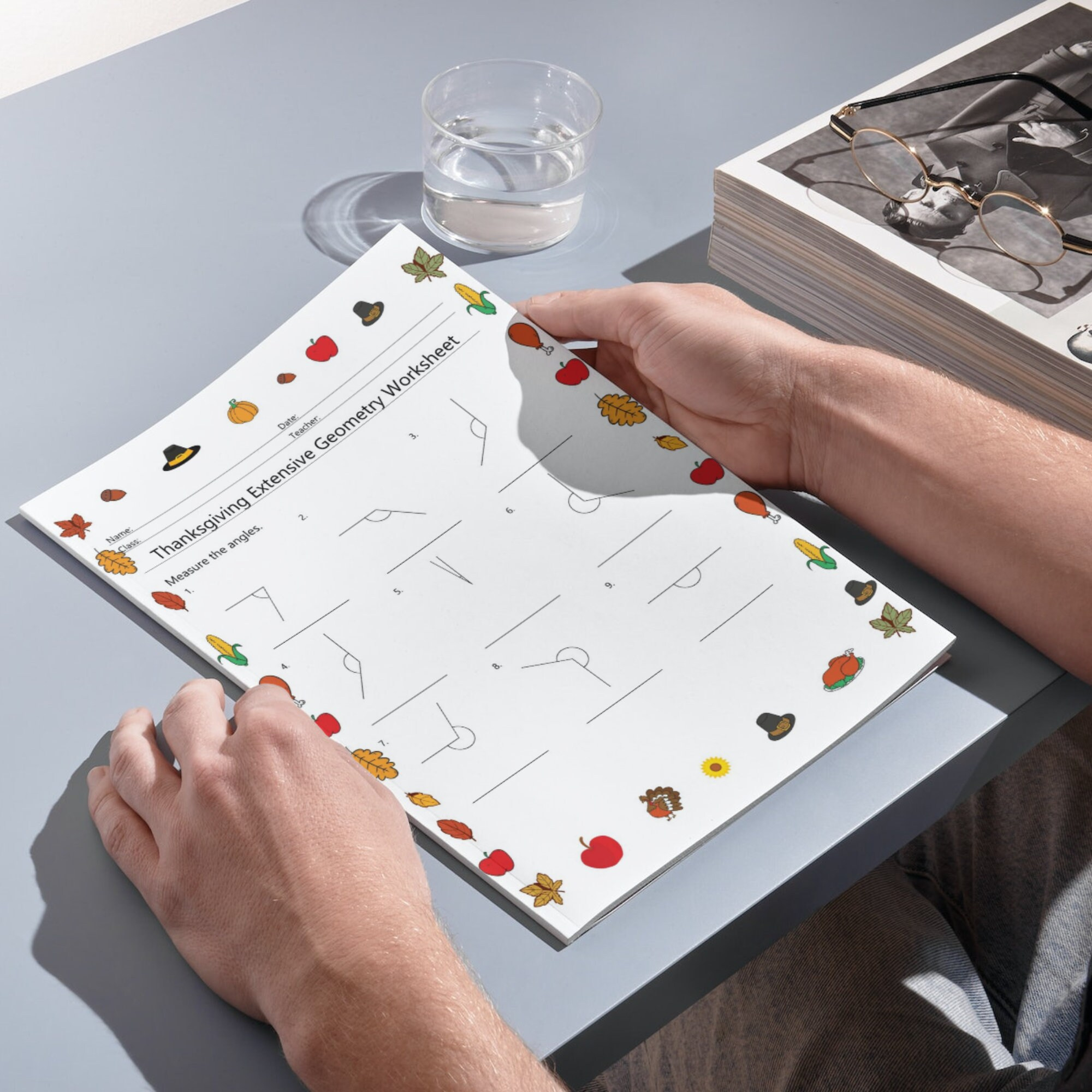 Thanksgiving Geometry Worksheet: Angles, Area, Volume (No Prep) regarding Thanksgiving Geometry Worksheet