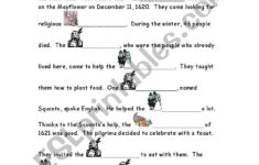 Thanksgiving History Cloze #1 - Esl Worksheetsuperjoy in Thanksgiving Cloze Worksheets