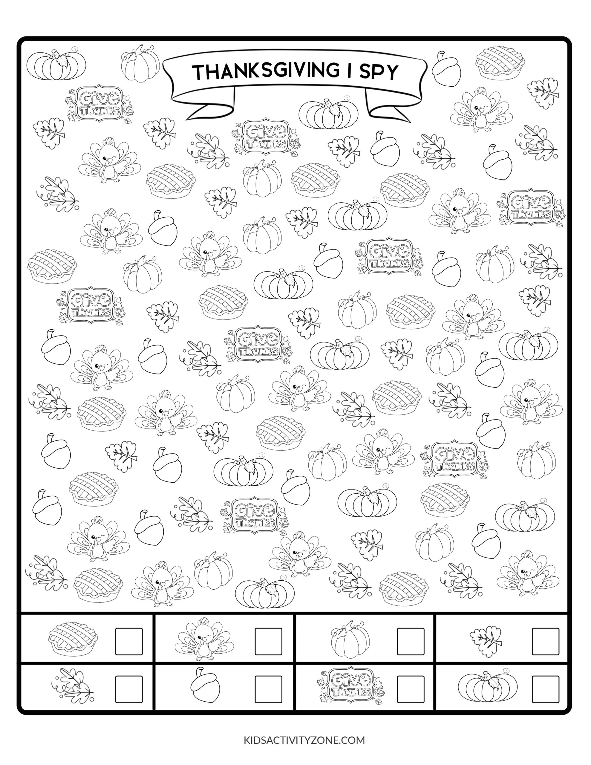 Thanksgiving I Spy - Free Printable! - Kids Activity Zone inside Thanksgiving I Spy Worksheet
