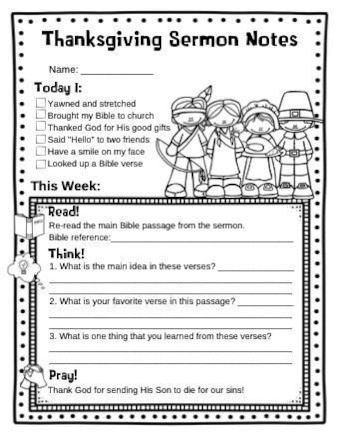 Thanksgiving Kids Sermon Notes, Fall Harvest Bible Study, Kids with regard to Thanksgiving Bible Worksheets