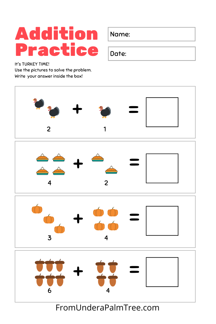 Thanksgiving Kindergarten Worksheet Pack &amp;gt; From Under A Palm Tree intended for Free Thanksgiving Worksheets Kindergarten