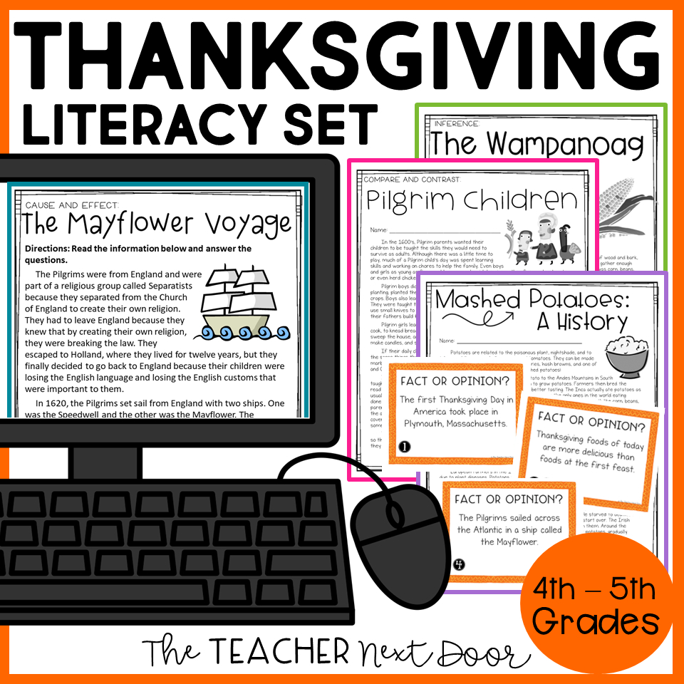 Thanksgiving Literacy Unit Print And Digital - The Teacher Next Door pertaining to Thanksgiving Cause And Effect Worksheets
