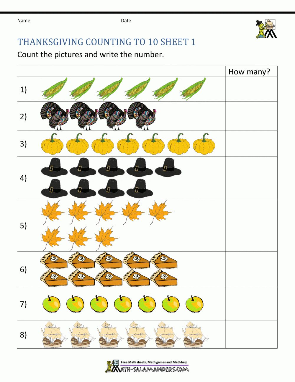 Thanksgiving Math Activities For Kindergarten inside Kindergarten Thanksgiving Math Worksheets