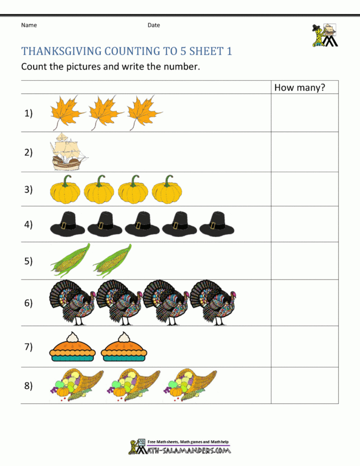 Thanksgiving Shapes Worksheets