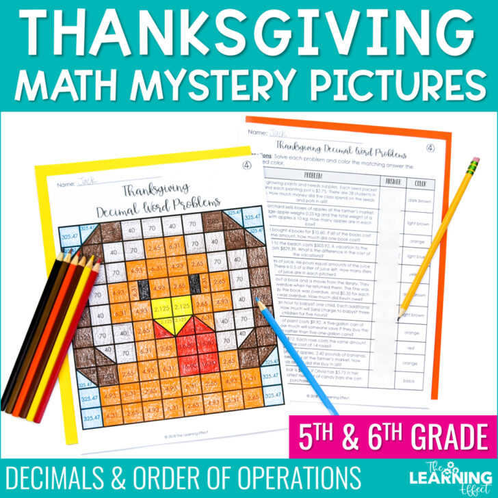 Thanksgiving Decimal Worksheets Thanksgiving Decimal Worksheets
