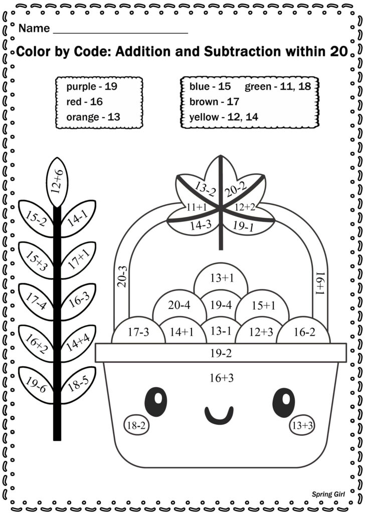 Thanksgiving Math Coloring Worksheets