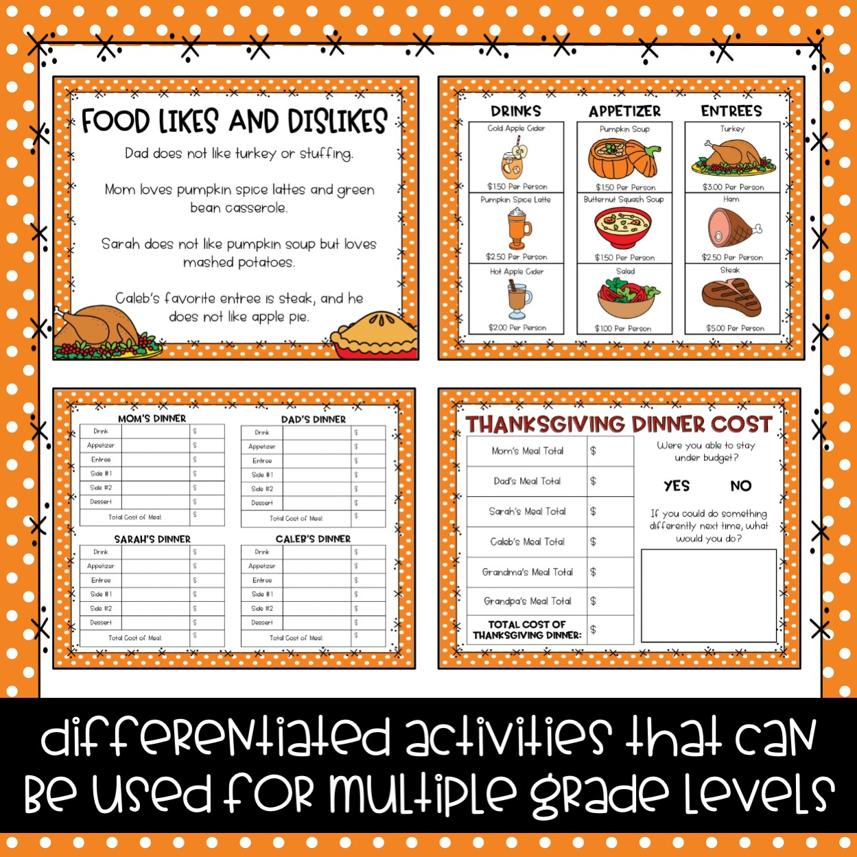 Thanksgiving Math Project Based Learning Printable &amp;amp; Digital throughout Thanksgiving Menu Math Worksheets