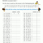 Thanksgiving Math Puzzles In Thanksgiving 5th Grade Math Worksheets