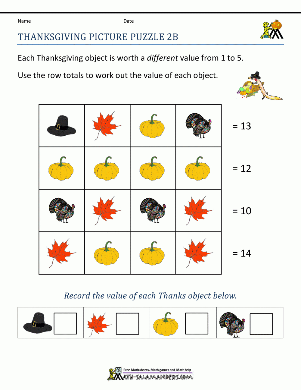 Thanksgiving Math Worksheets 2Nd Grade intended for Free Thanksgiving Math Worksheets