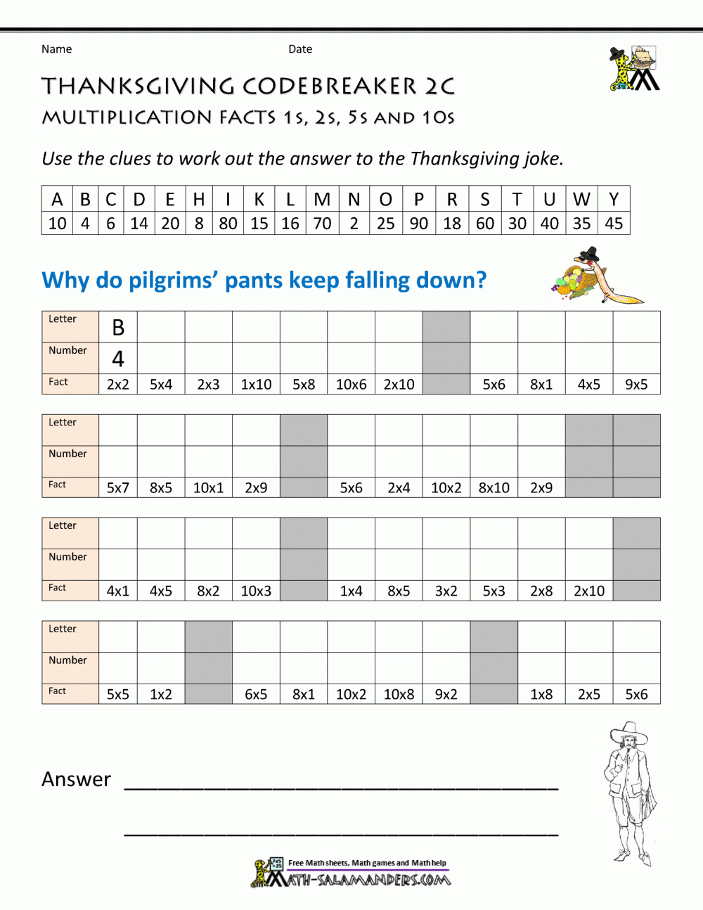 Thanksgiving Math Worksheets 2Nd Grade regarding Free Thanksgiving Algebra Worksheets
