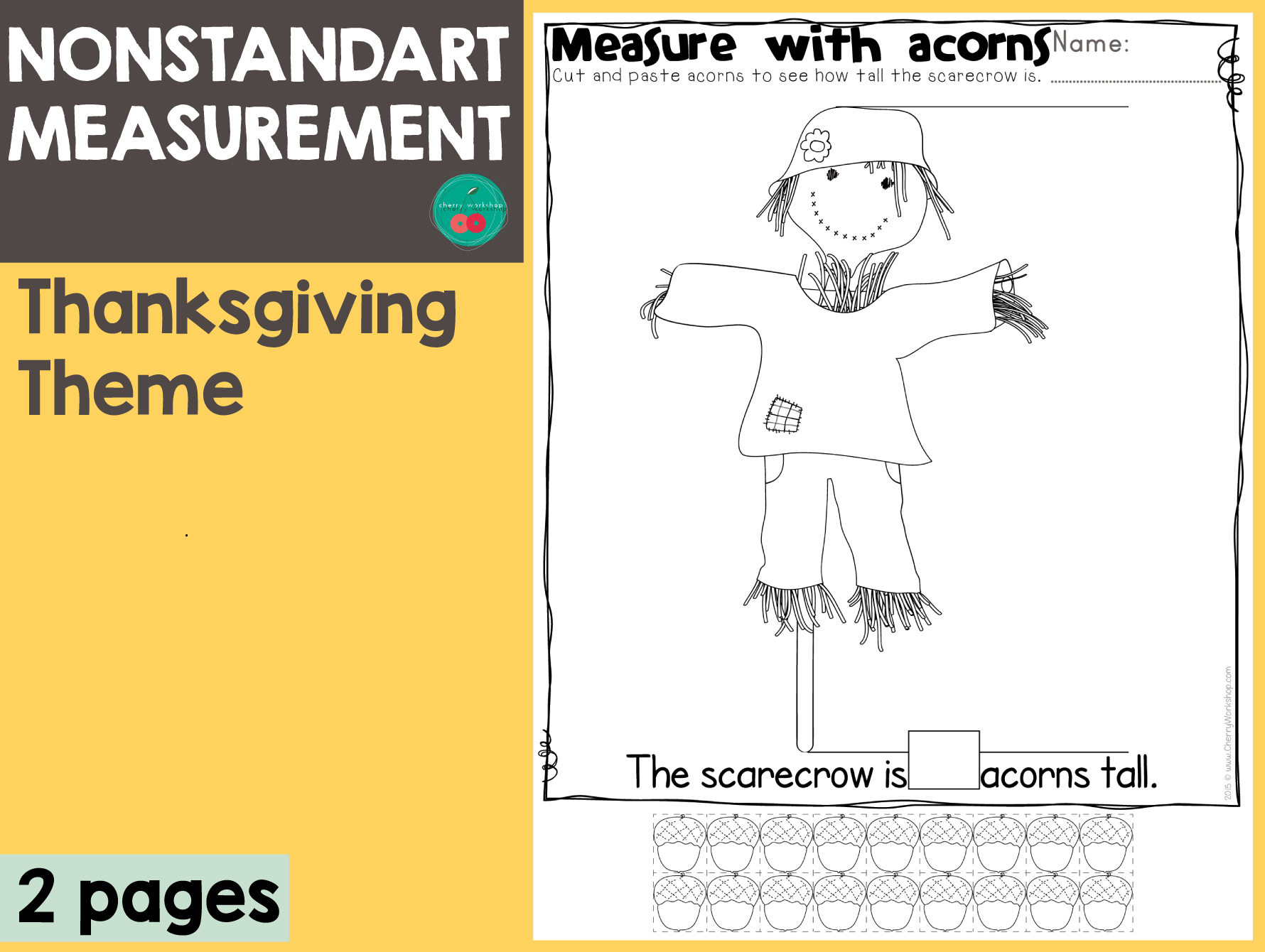 Thanksgiving - Measure With Acorns intended for Thanksgiving Measurement Worksheet