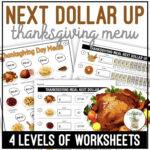 Thanksgiving Menu Next Dollar Up Worksheets Pertaining To Thanksgiving Menu Math Worksheets