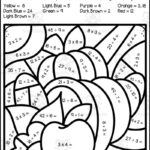 Thanksgiving Multiplication + Division Colorcode Inside Thanksgiving Multiplication Worksheets Coloring