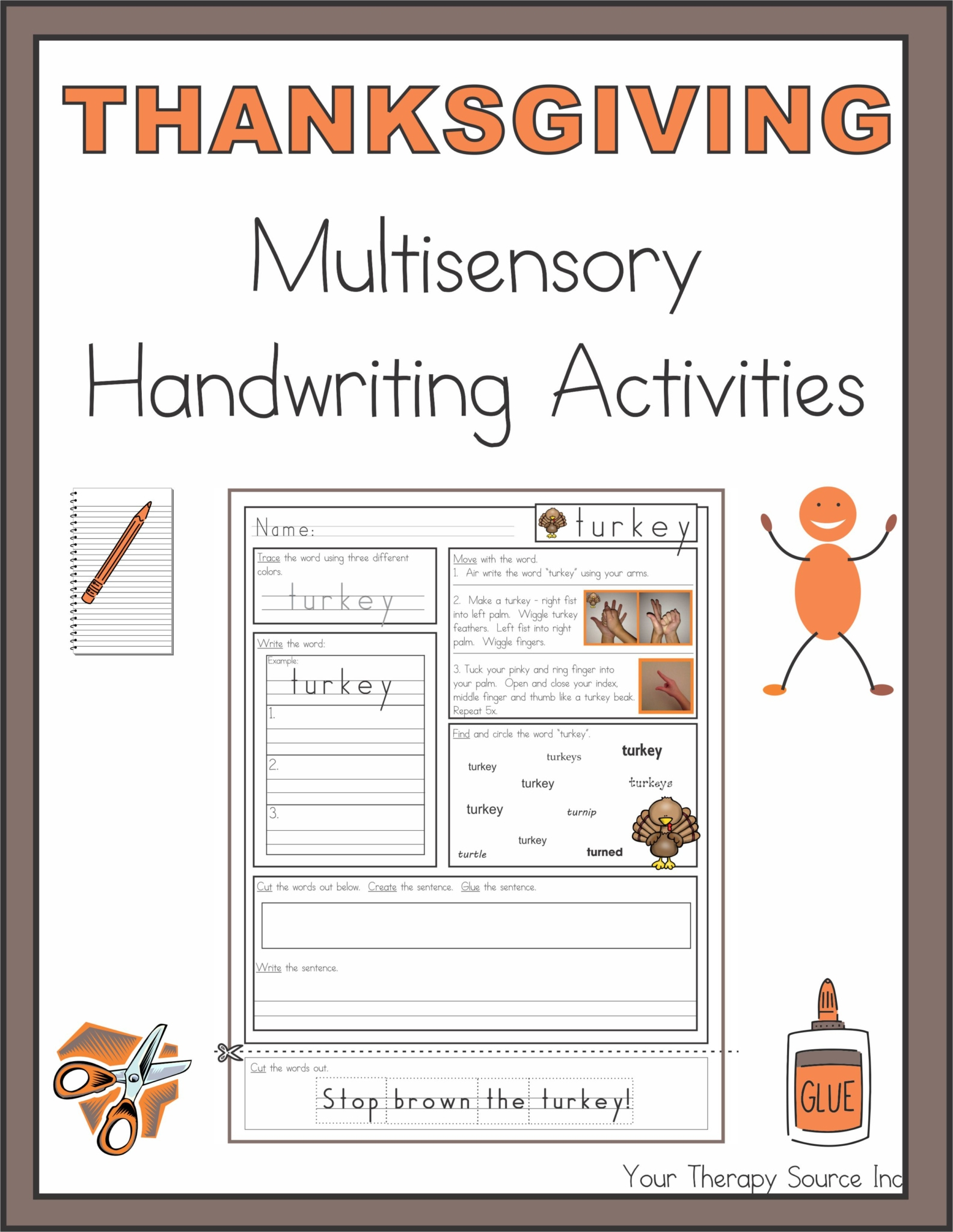 Thanksgiving Multisensory Handwriting Activities - Your Therapy Source throughout Thanksgiving Handwriting Worksheets