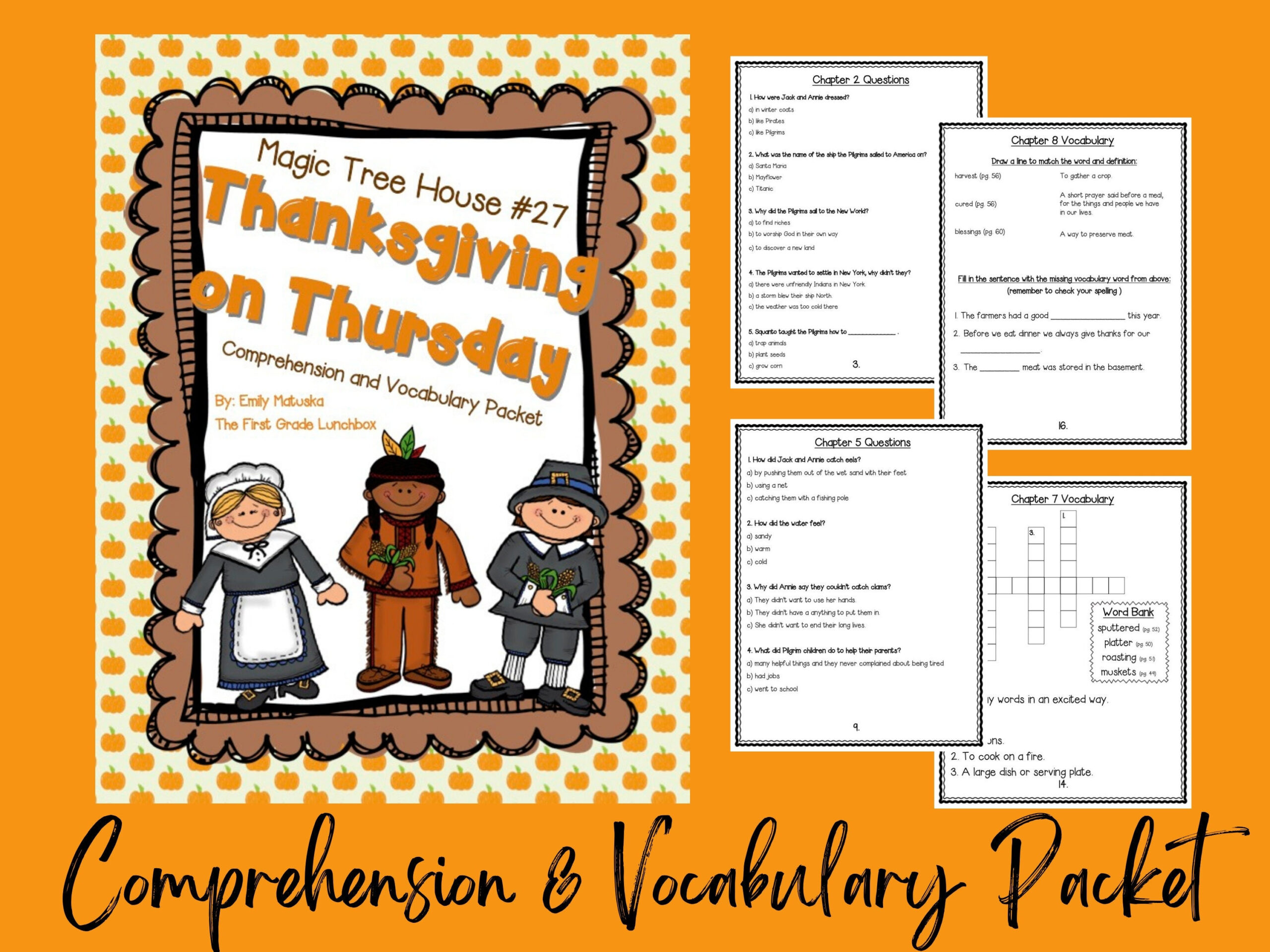 Thanksgiving On Thursday: Comprehension And Vocabulary Packet within Thanksgiving on Thursday Worksheets
